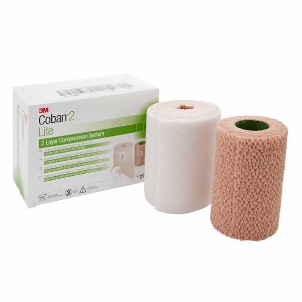 3M Coban 2 Layer Compression Bandage System 4 In.x2-9/10 Yard, 4 In.x5-1/10 Yard, White, 25 to 30 mmHg, 8PK 2794N - main